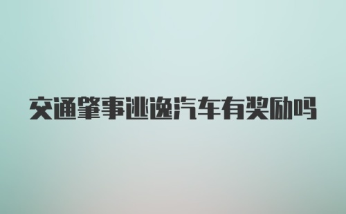 交通肇事逃逸汽车有奖励吗