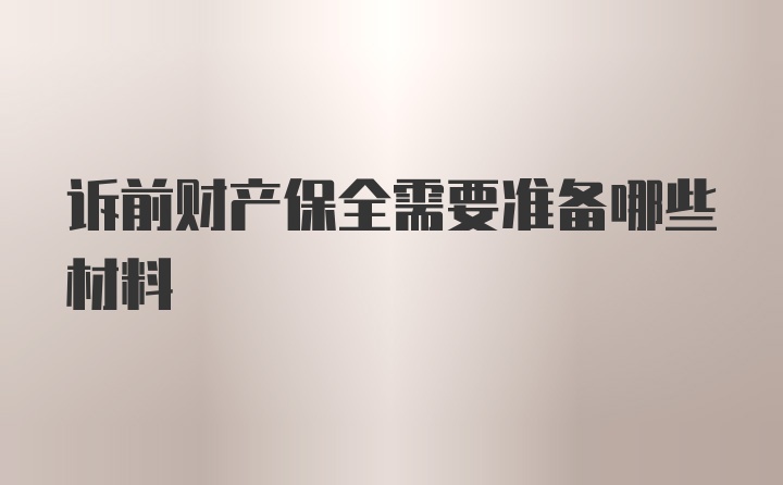 诉前财产保全需要准备哪些材料