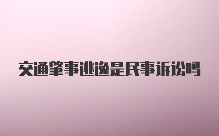 交通肇事逃逸是民事诉讼吗