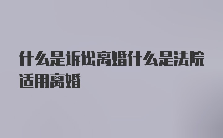 什么是诉讼离婚什么是法院适用离婚