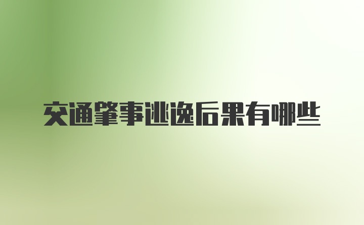 交通肇事逃逸后果有哪些