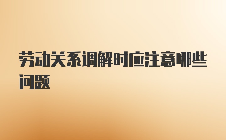 劳动关系调解时应注意哪些问题