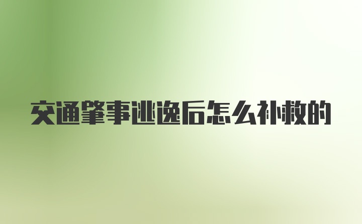 交通肇事逃逸后怎么补救的