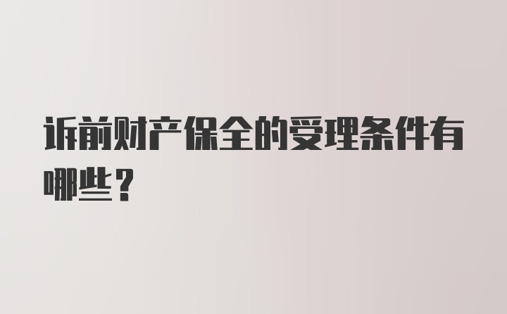 诉前财产保全的受理条件有哪些？