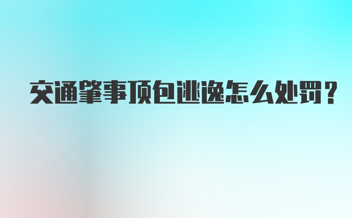 交通肇事顶包逃逸怎么处罚？