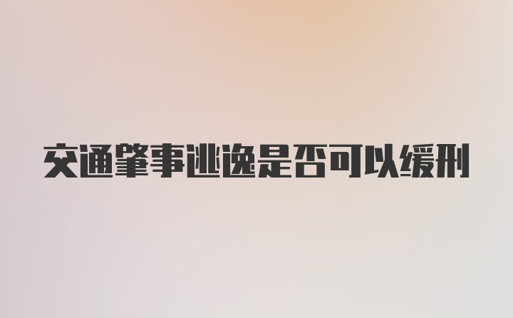 交通肇事逃逸是否可以缓刑