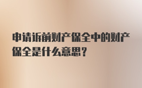 申请诉前财产保全中的财产保全是什么意思?