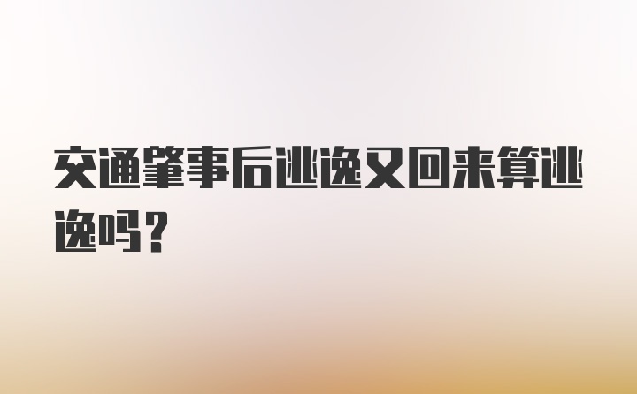 交通肇事后逃逸又回来算逃逸吗？