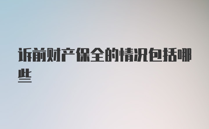 诉前财产保全的情况包括哪些