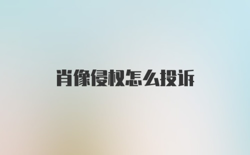 肖像侵权怎么投诉