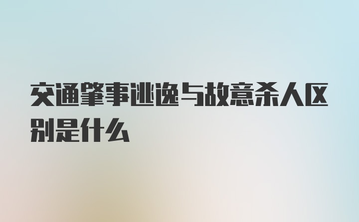 交通肇事逃逸与故意杀人区别是什么