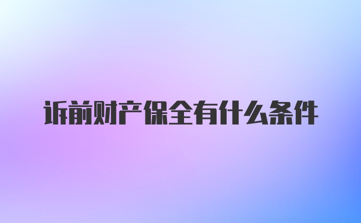 诉前财产保全有什么条件