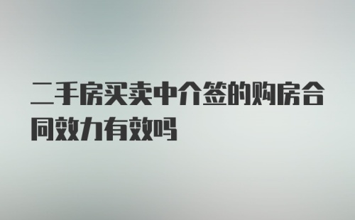 二手房买卖中介签的购房合同效力有效吗