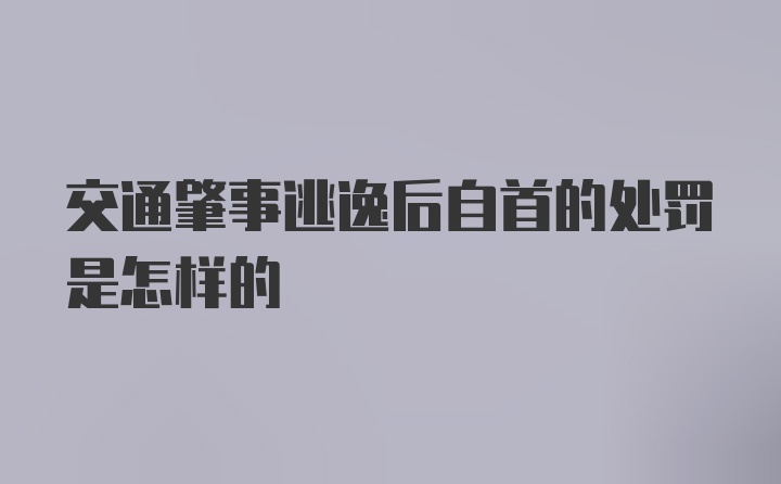 交通肇事逃逸后自首的处罚是怎样的