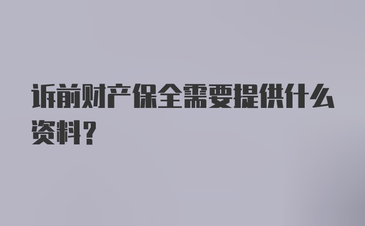 诉前财产保全需要提供什么资料？