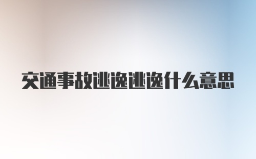 交通事故逃逸逃逸什么意思