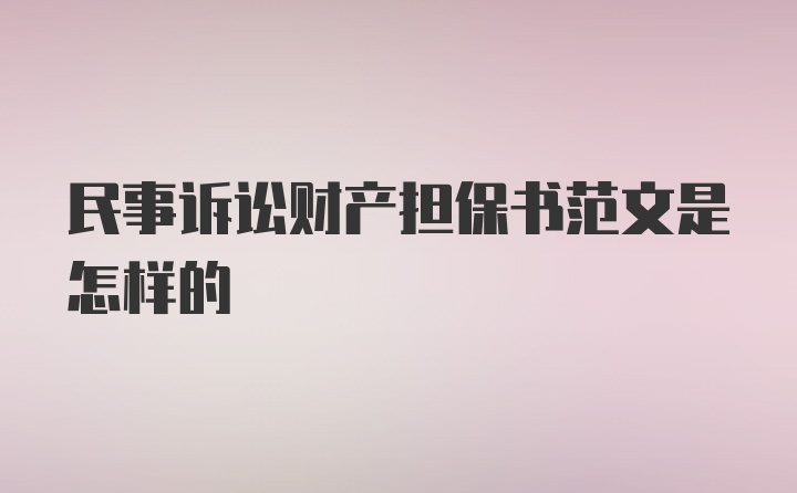 民事诉讼财产担保书范文是怎样的