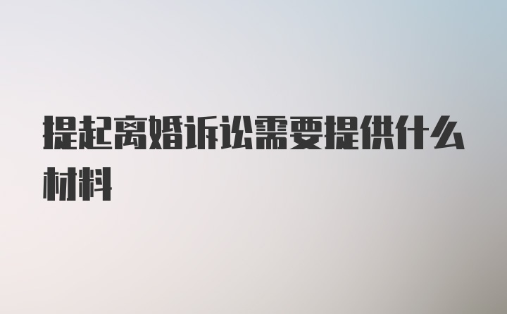 提起离婚诉讼需要提供什么材料