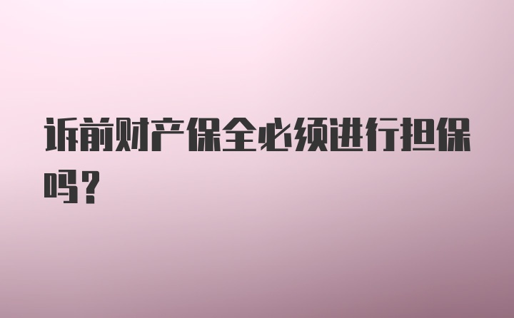 诉前财产保全必须进行担保吗？