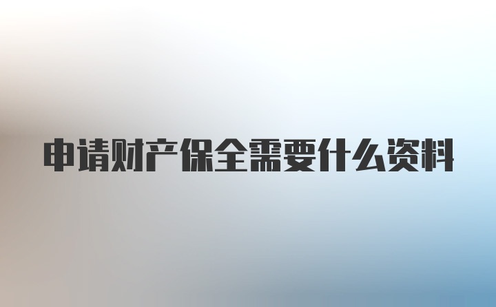 申请财产保全需要什么资料