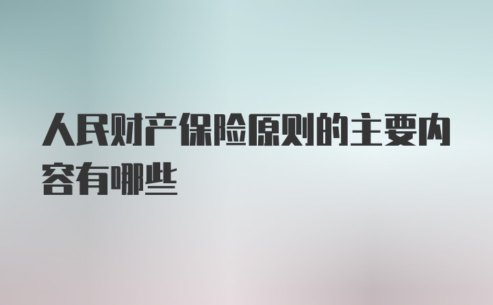 人民财产保险原则的主要内容有哪些