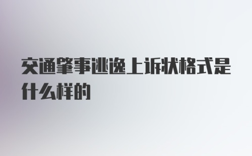 交通肇事逃逸上诉状格式是什么样的