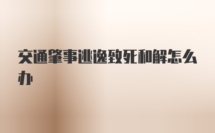 交通肇事逃逸致死和解怎么办
