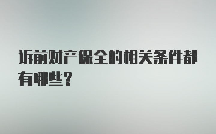 诉前财产保全的相关条件都有哪些？