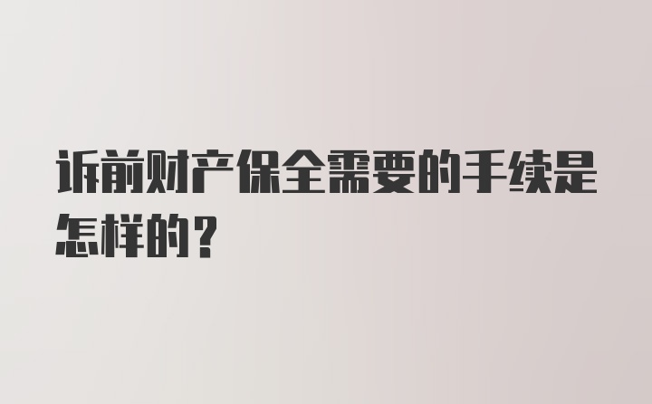 诉前财产保全需要的手续是怎样的?