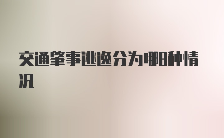 交通肇事逃逸分为哪8种情况