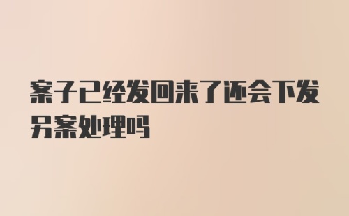 案子已经发回来了还会下发另案处理吗