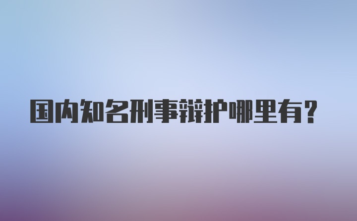 国内知名刑事辩护哪里有？