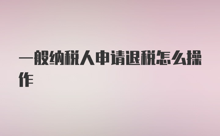 一般纳税人申请退税怎么操作