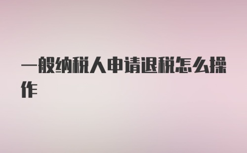 一般纳税人申请退税怎么操作