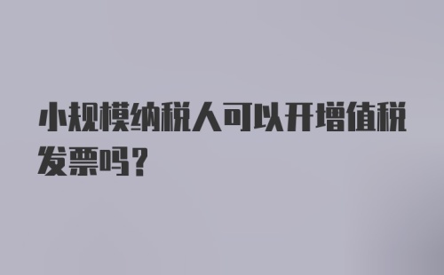 小规模纳税人可以开增值税发票吗？