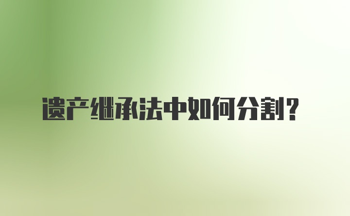 遗产继承法中如何分割？