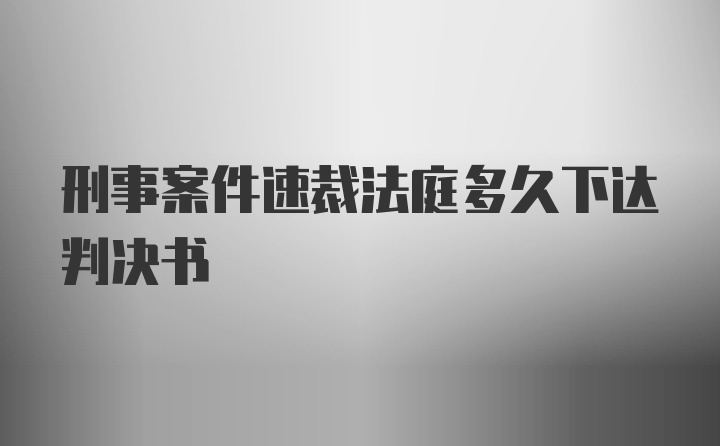 刑事案件速裁法庭多久下达判决书