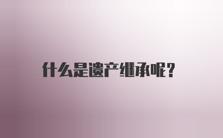 什么是遗产继承呢？