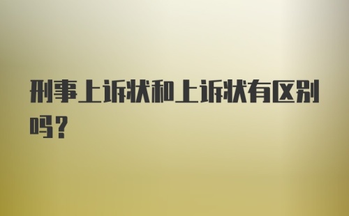 刑事上诉状和上诉状有区别吗?