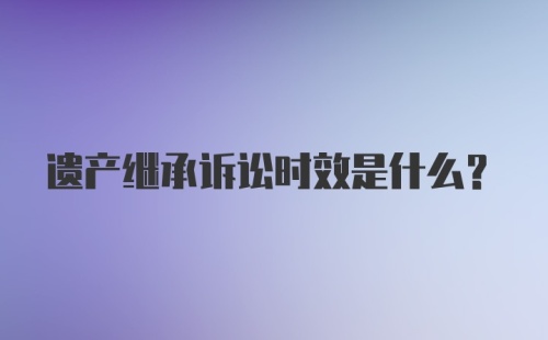 遗产继承诉讼时效是什么?