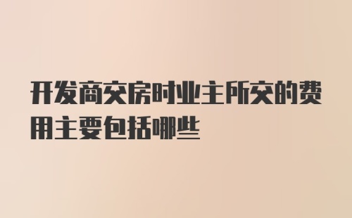 开发商交房时业主所交的费用主要包括哪些