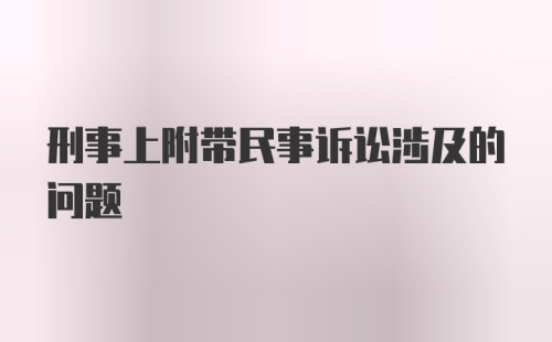 刑事上附带民事诉讼涉及的问题