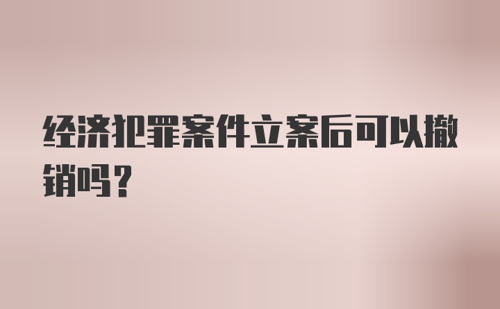 经济犯罪案件立案后可以撤销吗？