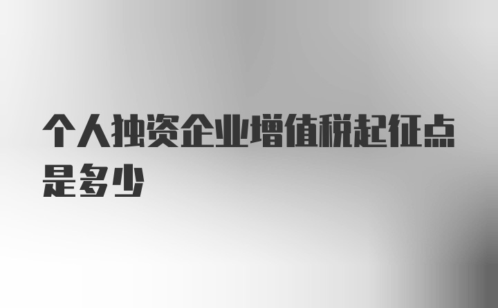 个人独资企业增值税起征点是多少