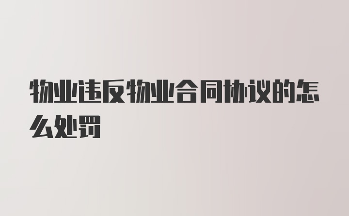 物业违反物业合同协议的怎么处罚