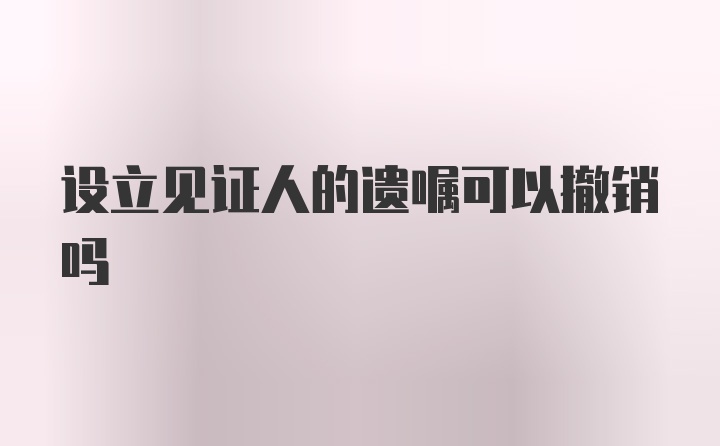 设立见证人的遗嘱可以撤销吗