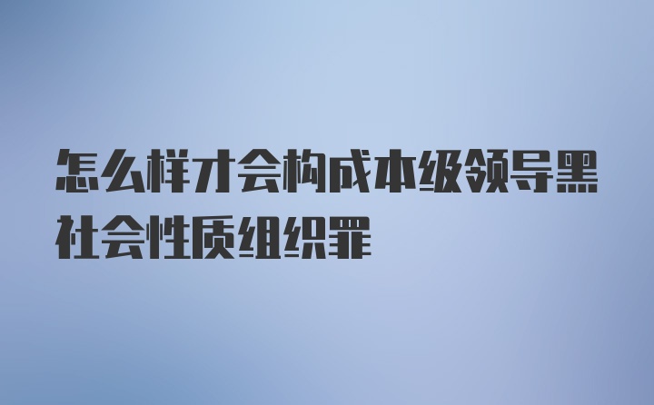 怎么样才会构成本级领导黑社会性质组织罪