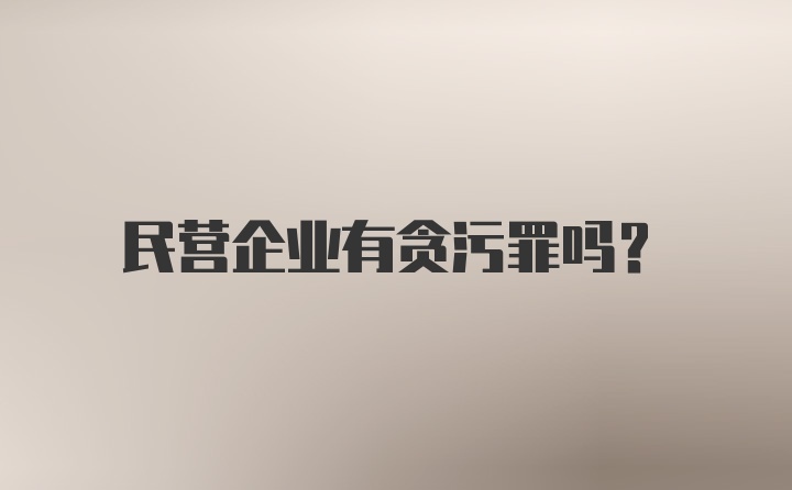 民营企业有贪污罪吗？