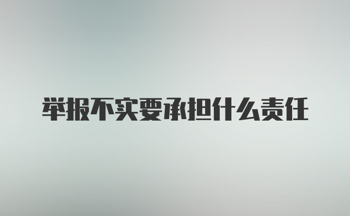 举报不实要承担什么责任