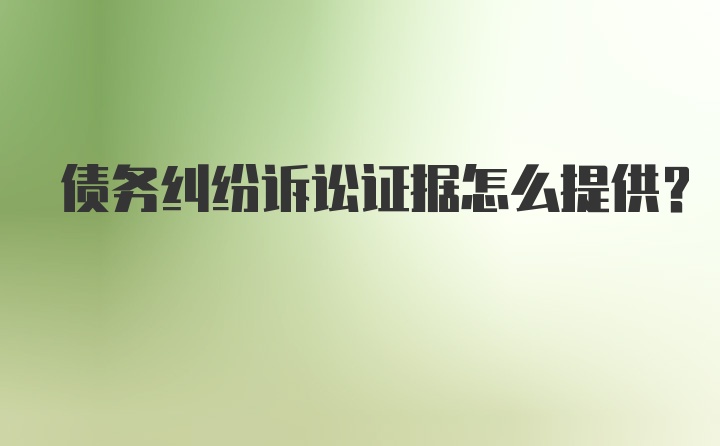 债务纠纷诉讼证据怎么提供？